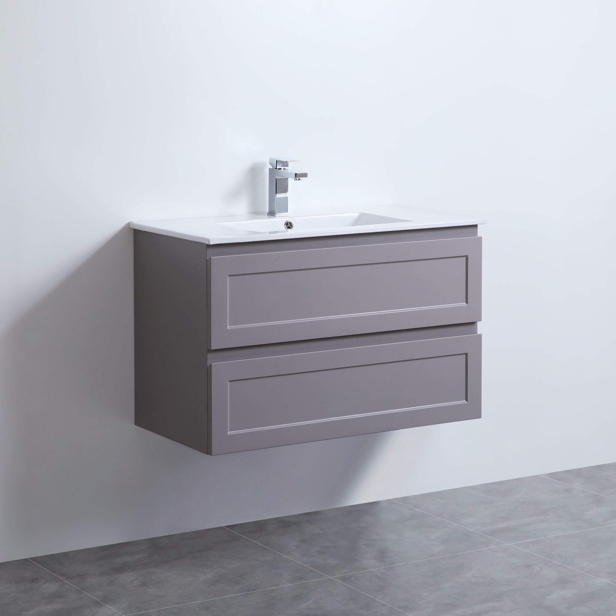 CETO FREMANTLE MATTE GREY 900MM SINGLE BOWL WALL HUNG VANITY