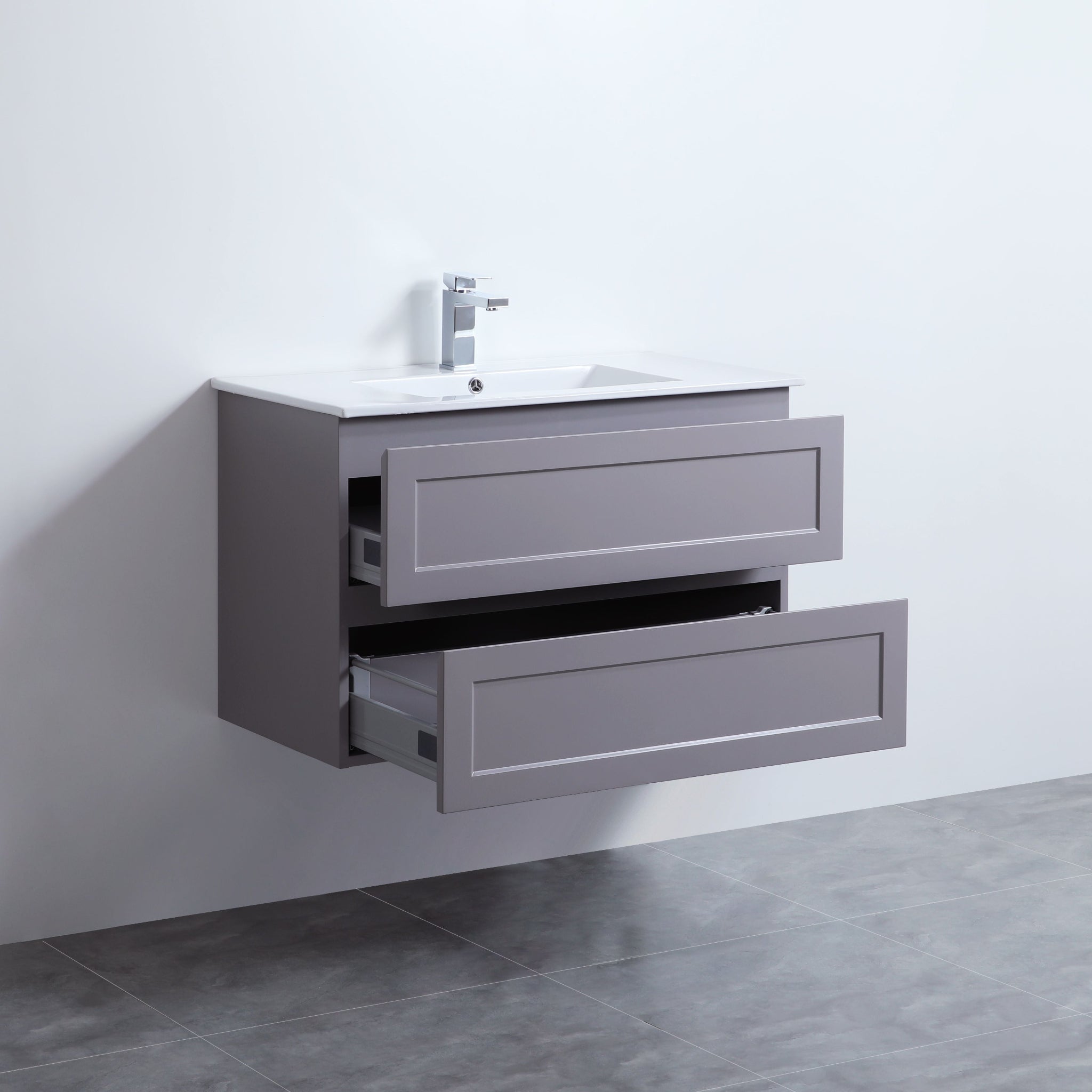 CETO FREMANTLE MATTE GREY 900MM SINGLE BOWL WALL HUNG VANITY