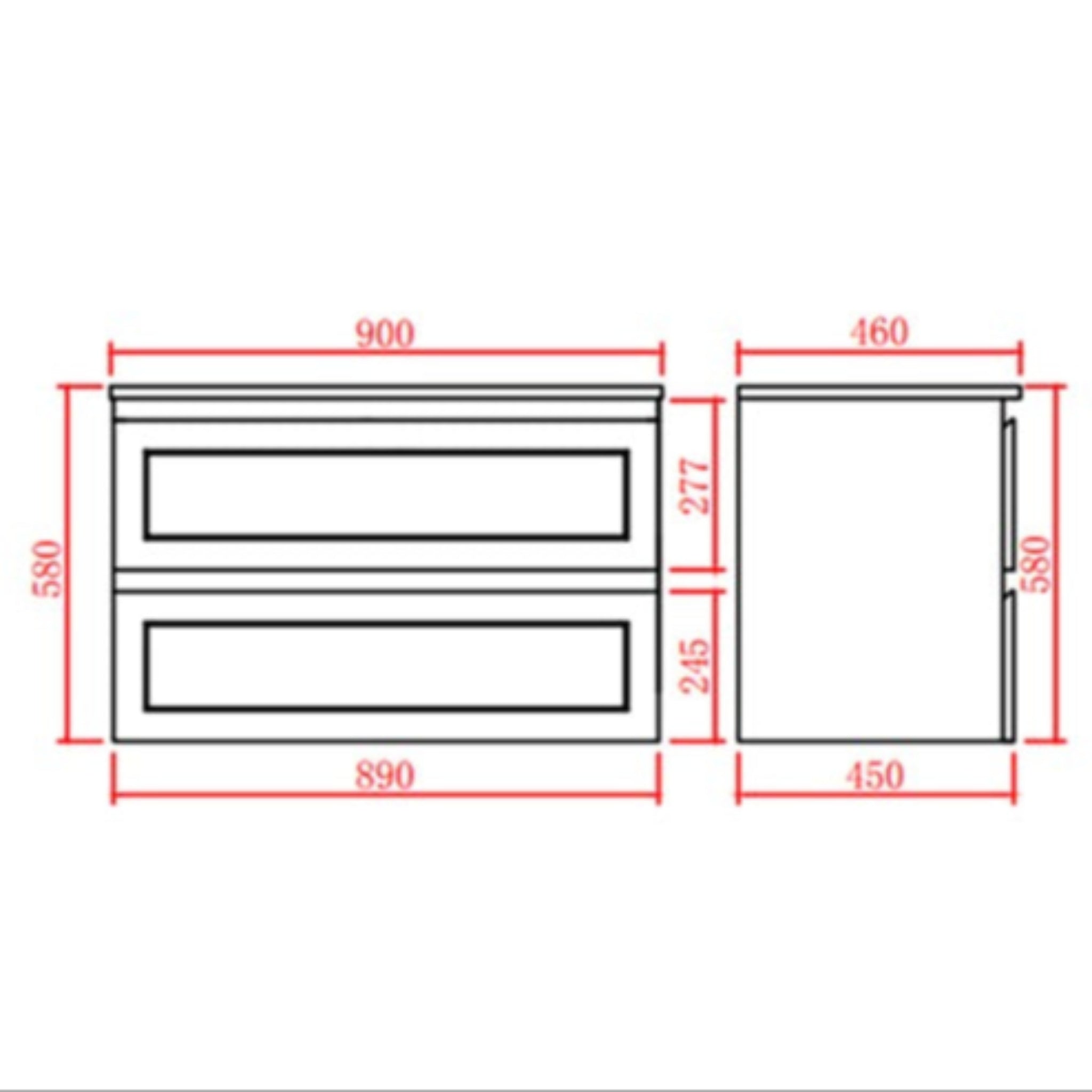 CETO FREMANTLE MATTE GREY 900MM SINGLE BOWL WALL HUNG VANITY