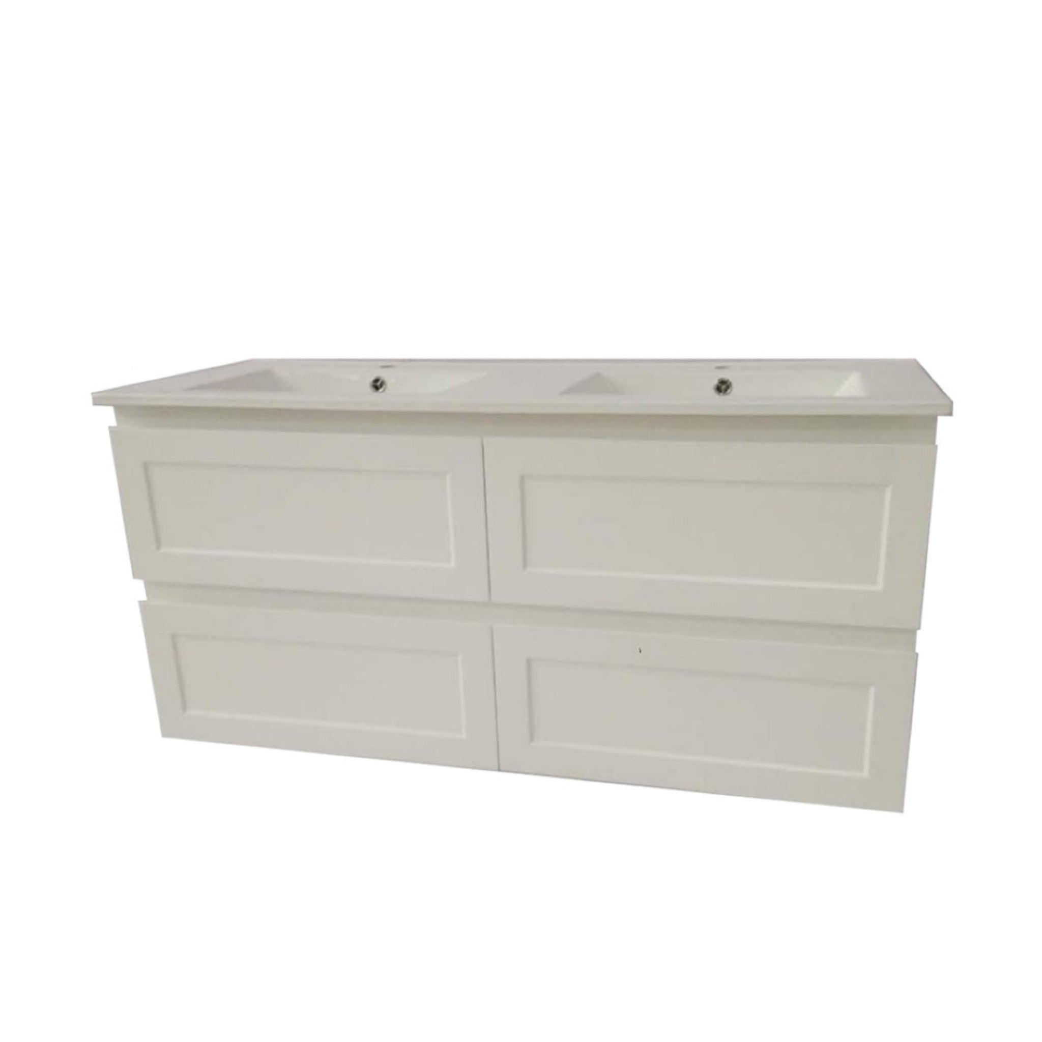 CETO FREMANTLE MATTE WHITE 1200MM DOUBLE BOWL WALL HUNG VANITY