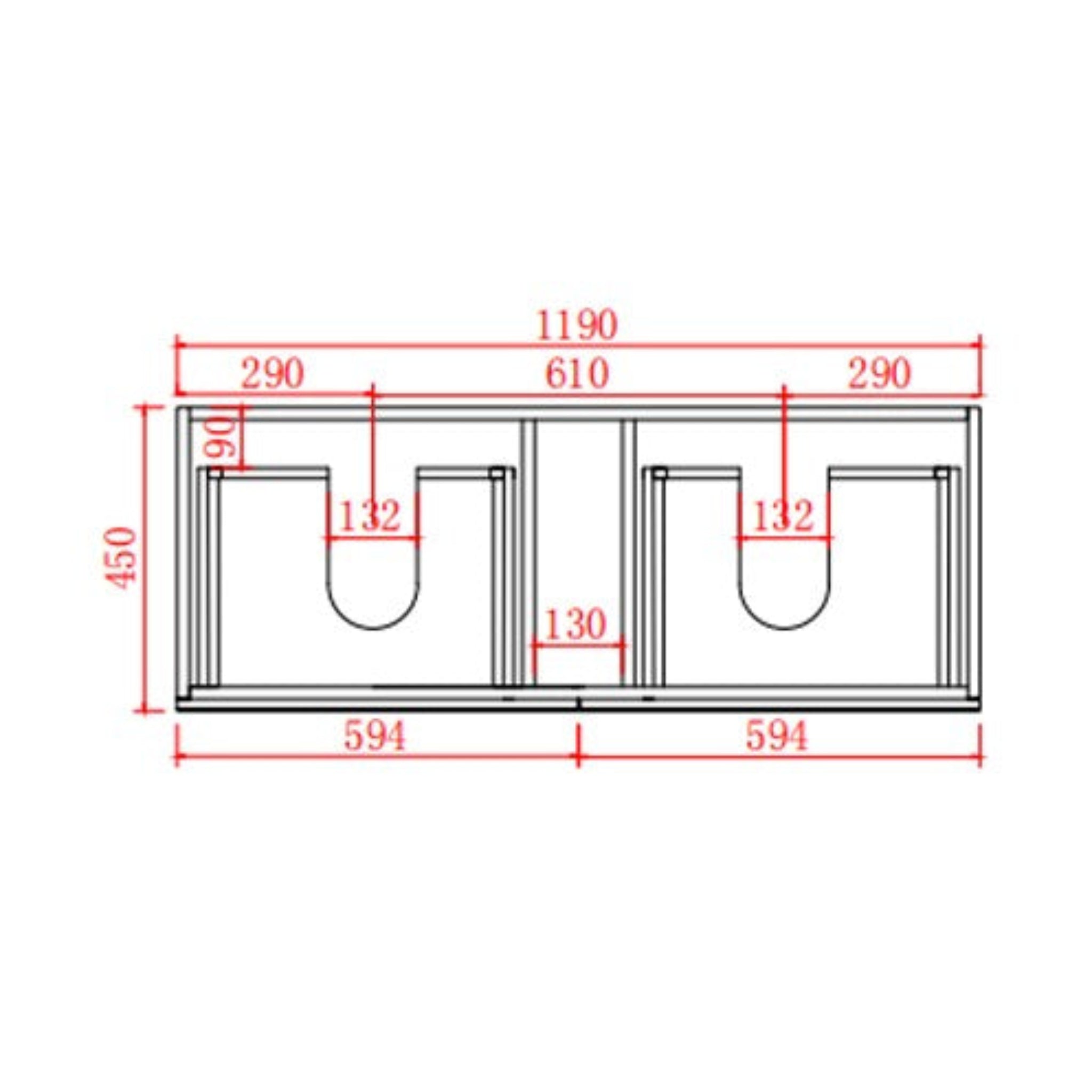 CETO FREMANTLE MATTE WHITE 1200MM DOUBLE BOWL WALL HUNG VANITY