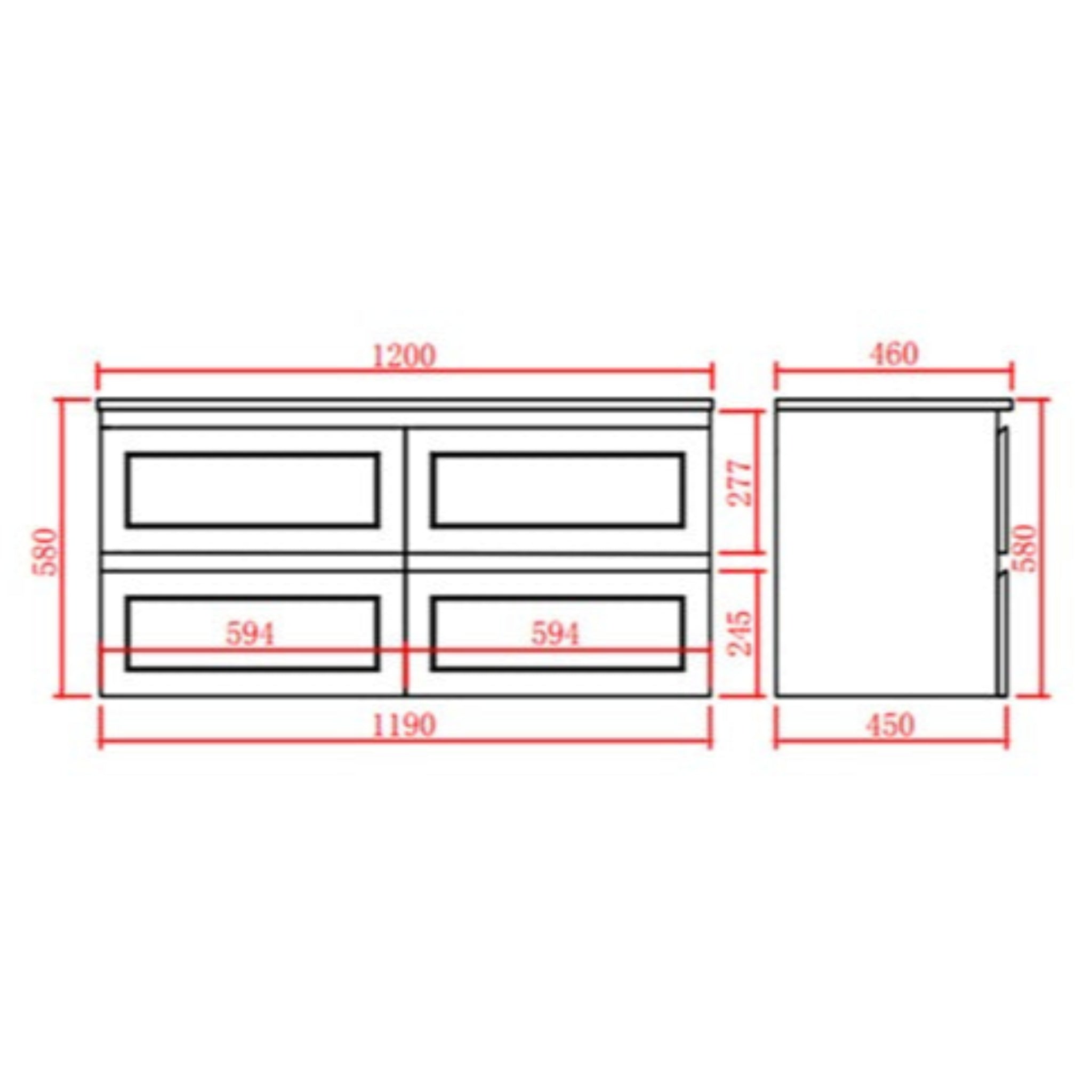 CETO FREMANTLE MATTE WHITE 1200MM DOUBLE BOWL WALL HUNG VANITY