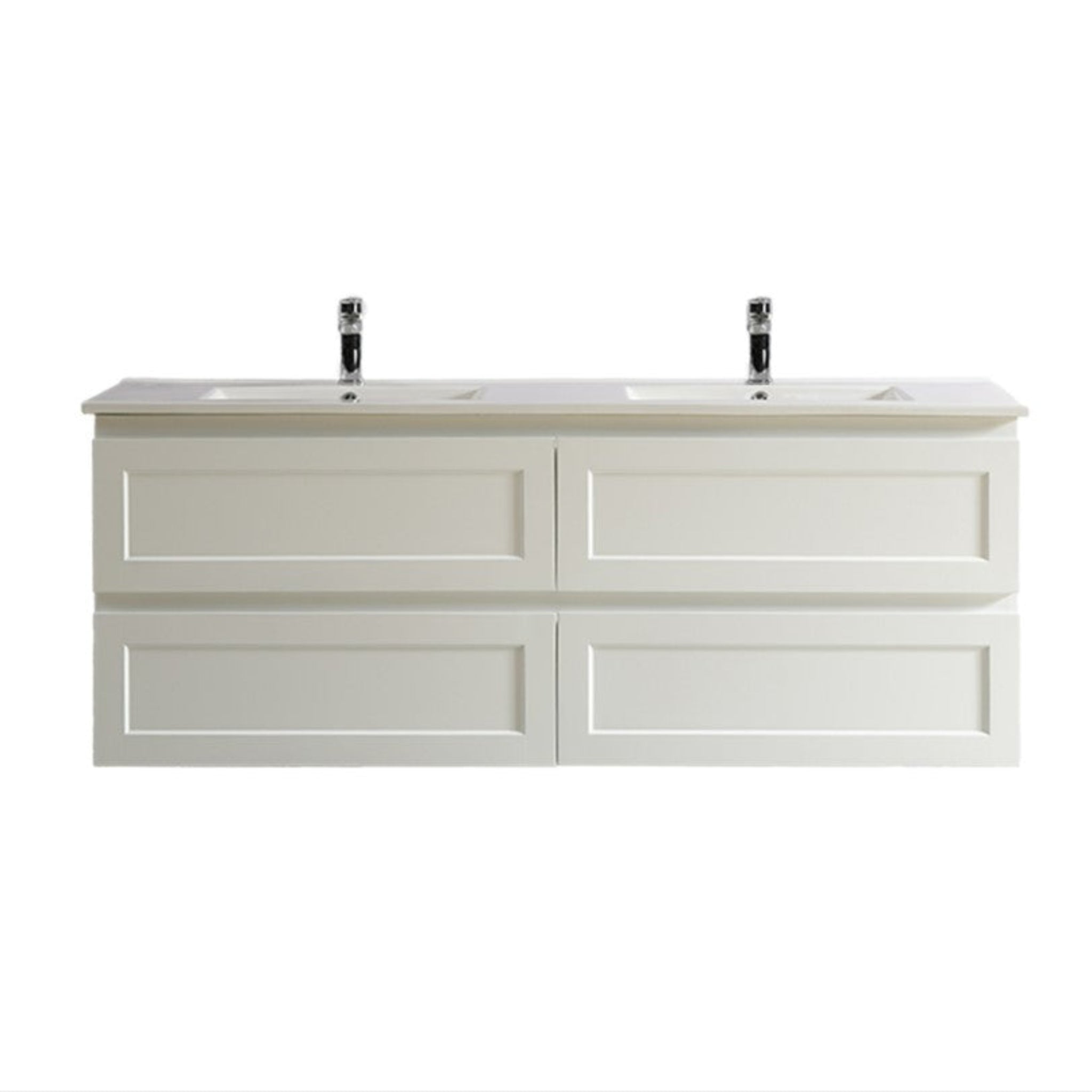 CETO FREMANTLE MATTE WHITE 1500MM DOUBLE BOWL WALL HUNG VANITY