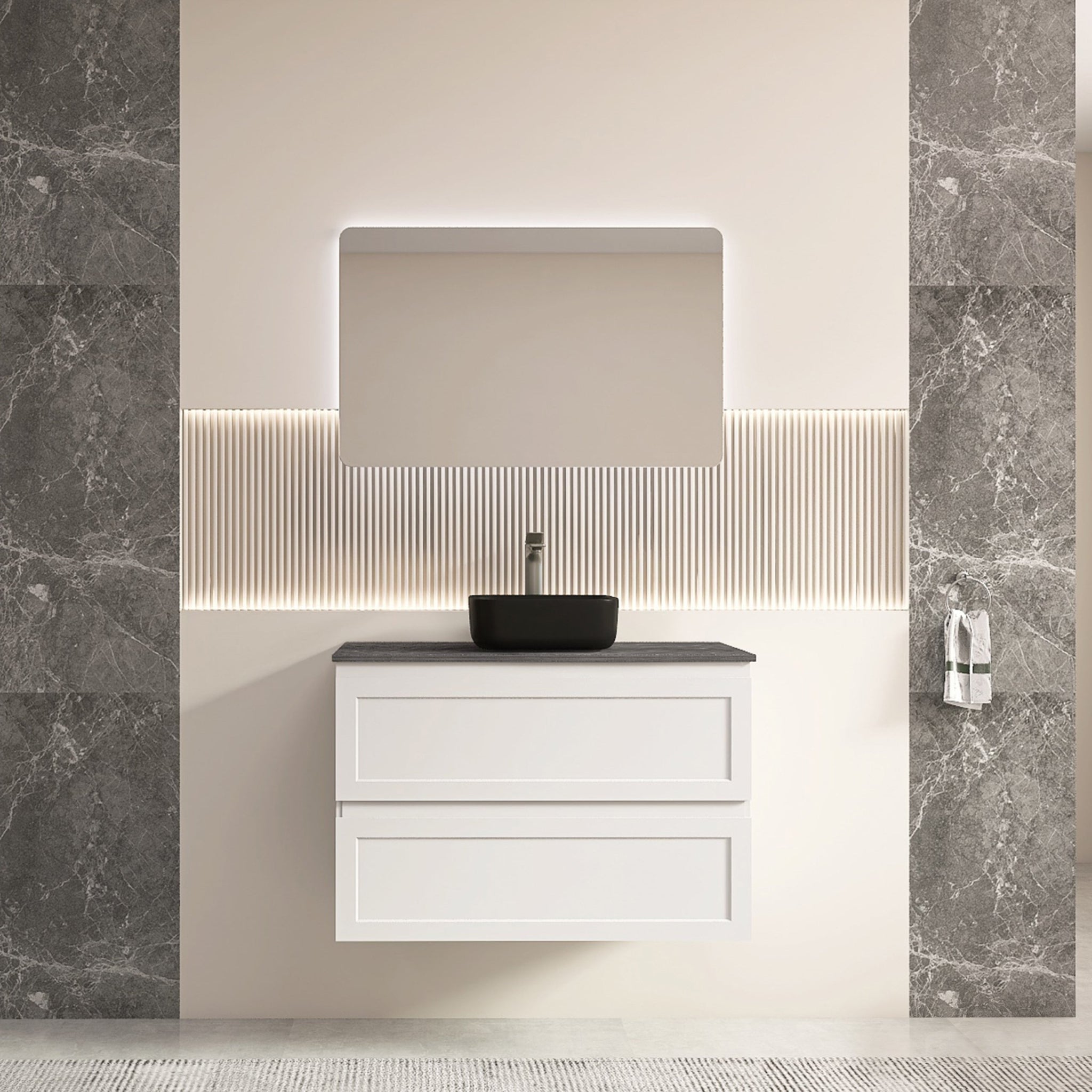 CETO FREMANTLE MATTE WHITE 750MM SINGLE BOWL WALL HUNG VANITY