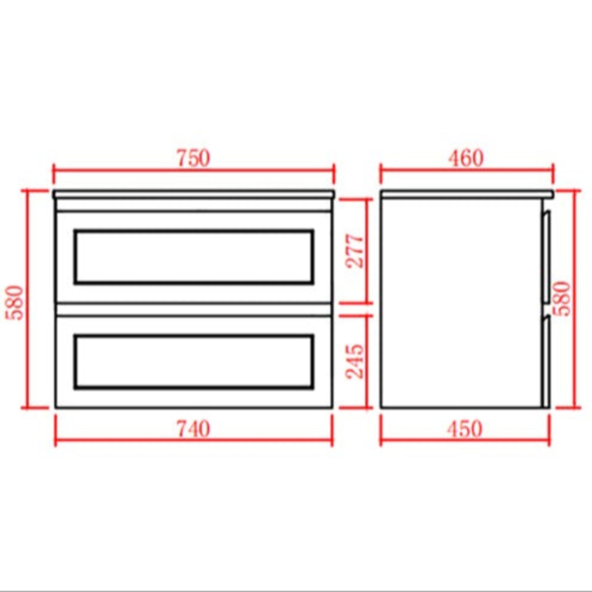 CETO FREMANTLE MATTE WHITE 750MM SINGLE BOWL WALL HUNG VANITY