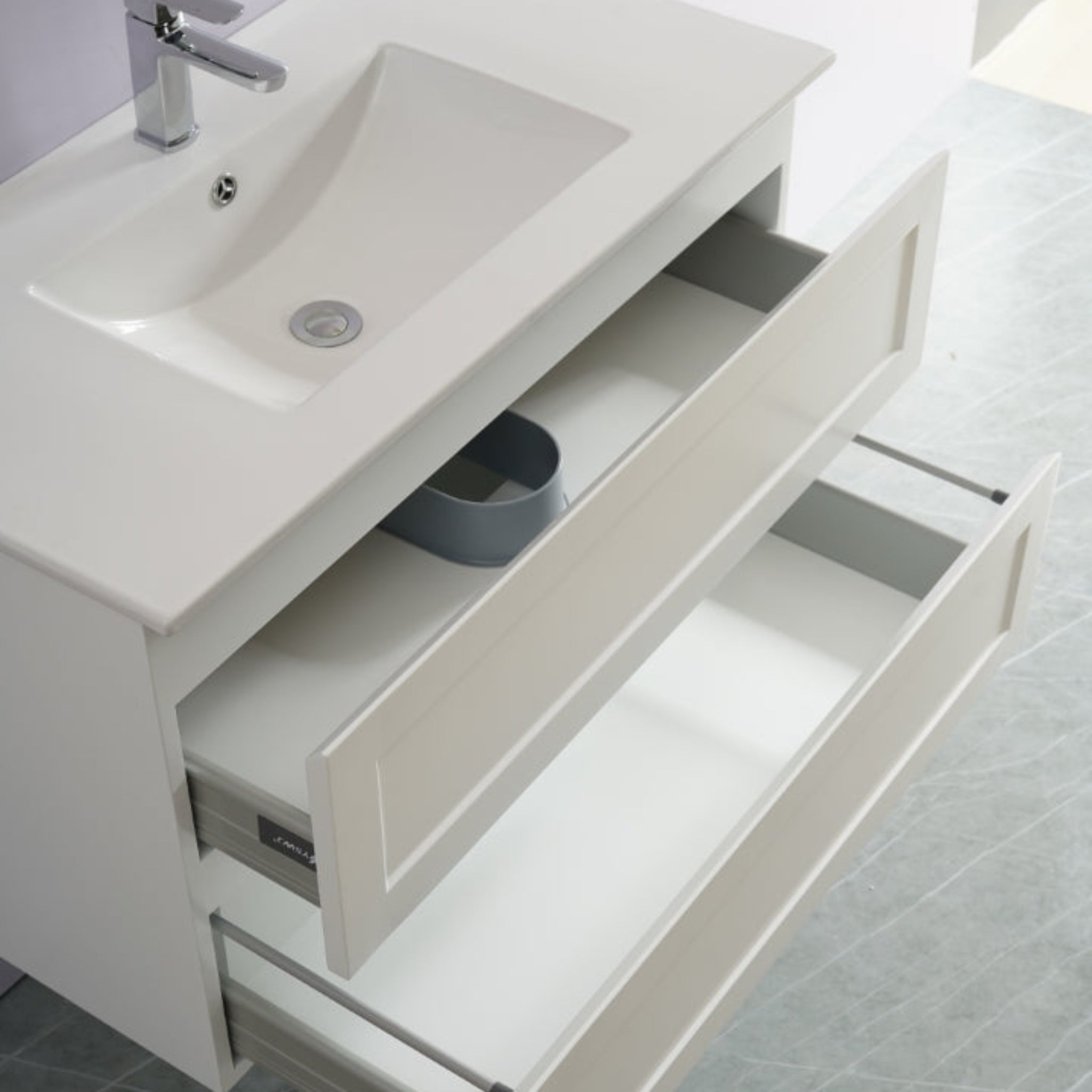 CETO FREMANTLE MATTE WHITE 900MM SINGLE BOWL WALL HUNG VANITY