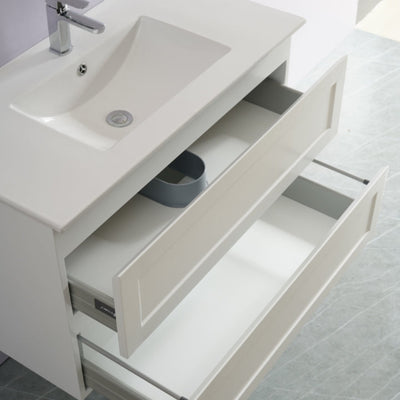 CETO FREMANTLE MATTE WHITE 900MM SINGLE BOWL WALL HUNG VANITY