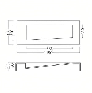 GALLARIA BLANCA RECTANGULAR WALL HUNG STONE BASIN WHITE 1190MM