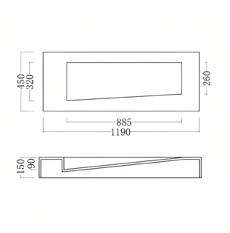 GALLARIA BLANCA RECTANGULAR WALL HUNG STONE BASIN WHITE 1190MM