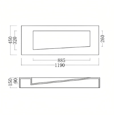 GALLARIA BLANCA RECTANGULAR WALL HUNG STONE BASIN WHITE 1190MM