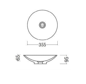 GALLARIA ONDO ROUND ABOVE COUNTER STONE BASIN WHITE 355MM