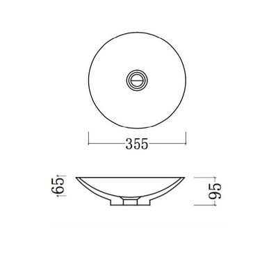 GALLARIA ONDO ROUND ABOVE COUNTER STONE BASIN WHITE 355MM
