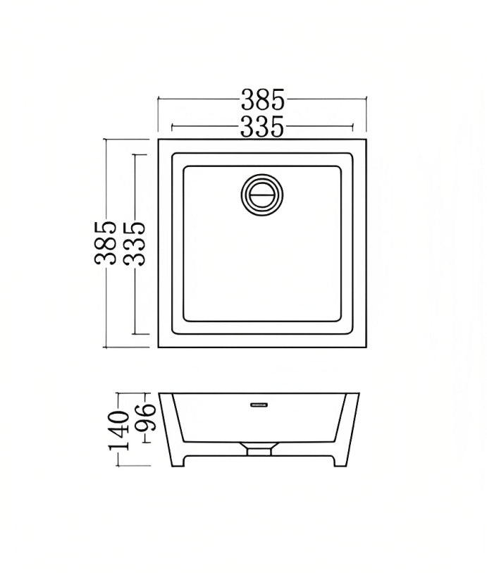 GALLARIA OZZO RECTANGULAR ABOVE COUNTER STONE BASIN WHITE 385MM