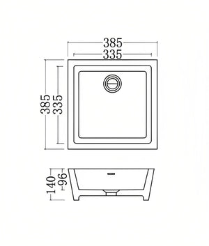 GALLARIA OZZO RECTANGULAR ABOVE COUNTER STONE BASIN WHITE 385MM