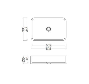 GALLARIA CINA RECTANGULAR ABOVE COUNTER STONE BASIN WHITE 595MM