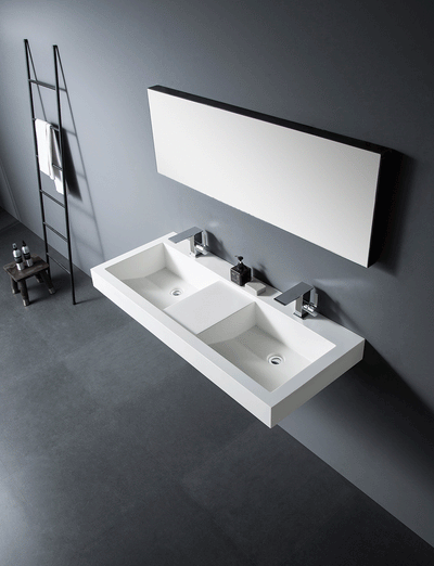 GALLARIA OZZA WALL HUNG STONE BASIN WHITE 1200MM