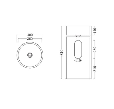 GALLARIA BOLA FREESTANDING PEDESTAL STONE BASIN WHITE 400MM X 810MM