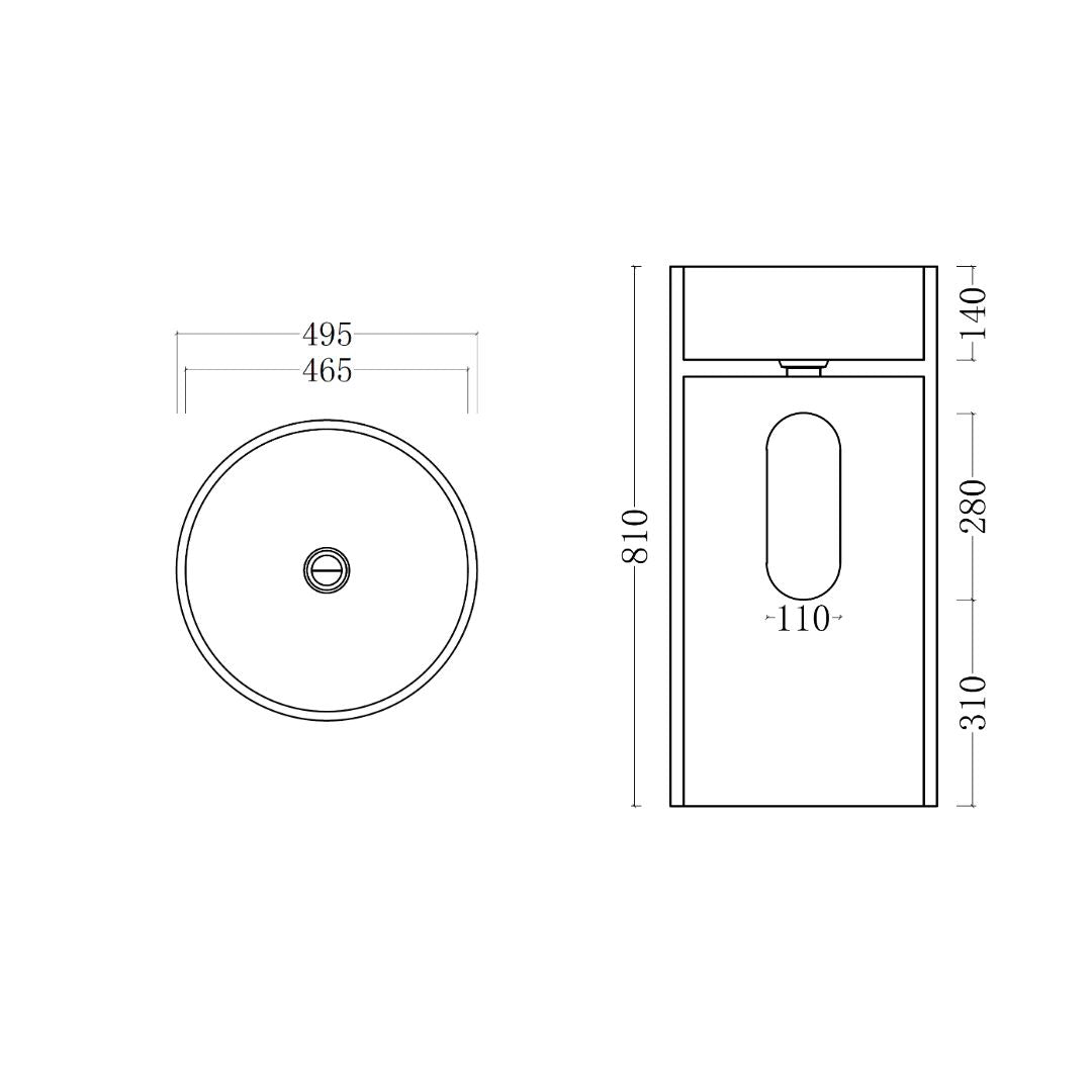 GALLARIA ALTA FREESTANDING PEDESTAL STONE BASIN WHITE 495MM X 810MM