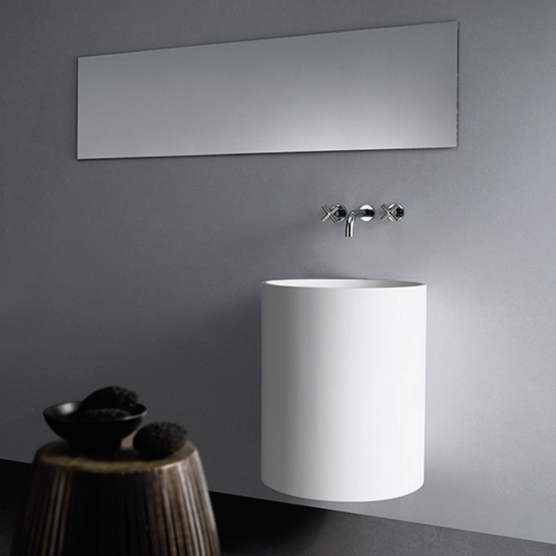 GALLARIA ALTA WALL HUNG STONE BASIN WHITE 495MM X 600MM