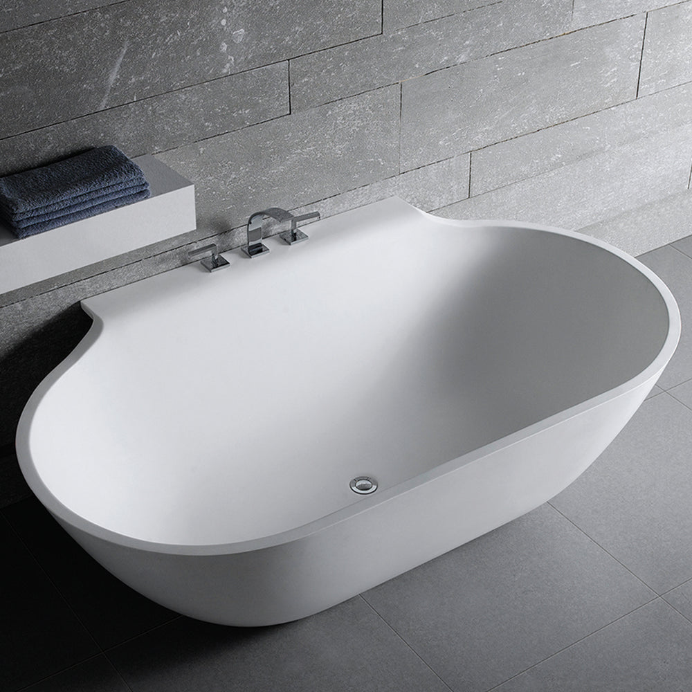 GALLARIA VARESE BACK TO WALL STONE BATHTUB WHITE 1715MM