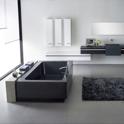 GALLARIA ZARO BACK TO WALL STONE BATHTUB BLACK (AVAILABLE IN 1660MM AND 2100MM)