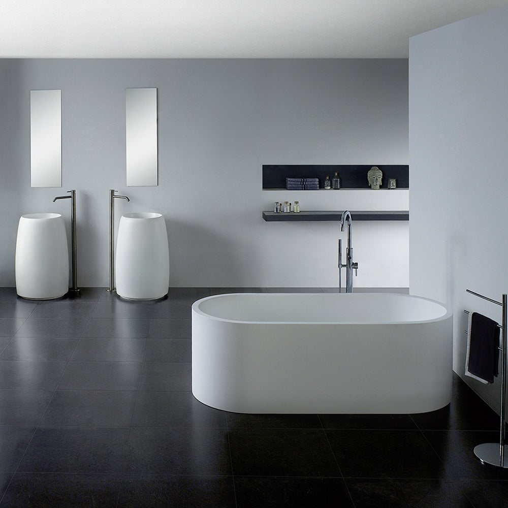 GALLARIA TERAMO FREESTANDING STONE BATHTUB WHITE 1800MM
