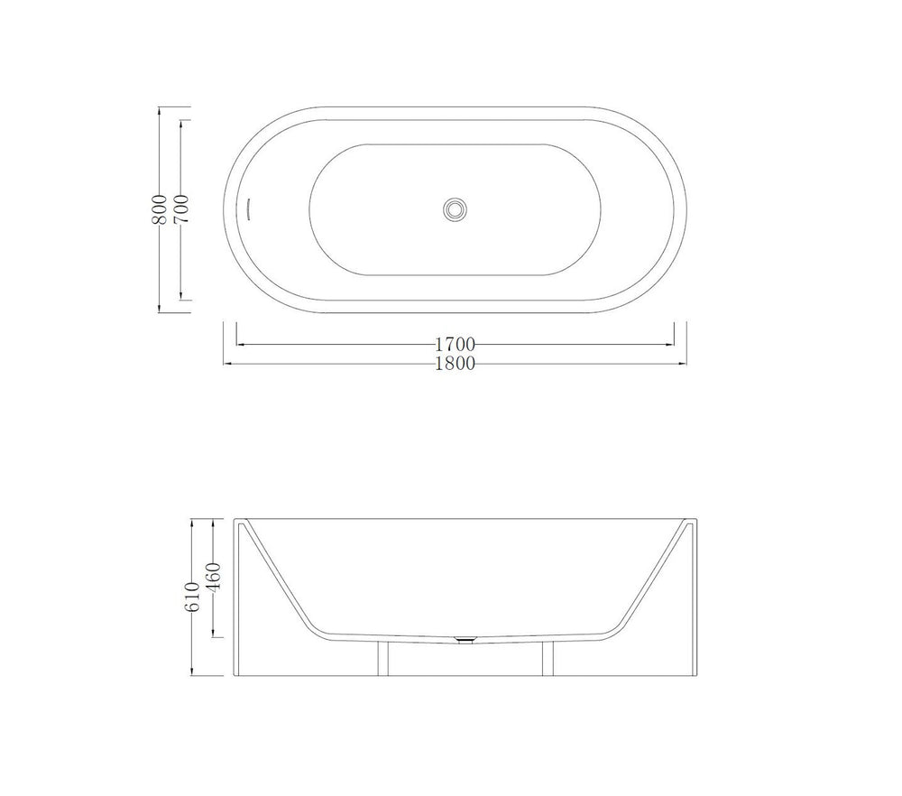 GALLARIA TERAMO FREESTANDING STONE BATHTUB WHITE 1800MM