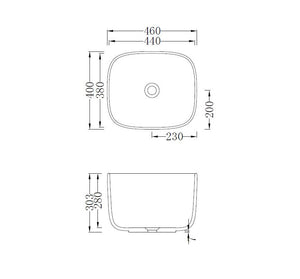 GALLARIA ADUA ABOVE COUNTER STONE BASIN WHITE 460MM