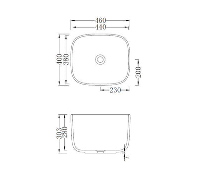 GALLARIA ADUA ABOVE COUNTER STONE BASIN WHITE 460MM