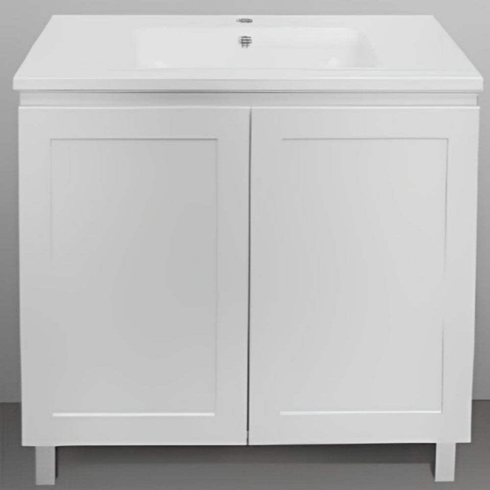 BTH SHAKER PROFILE MATTE WHITE 600MM SINGLE BOWL FLOOR STANDING VANITY