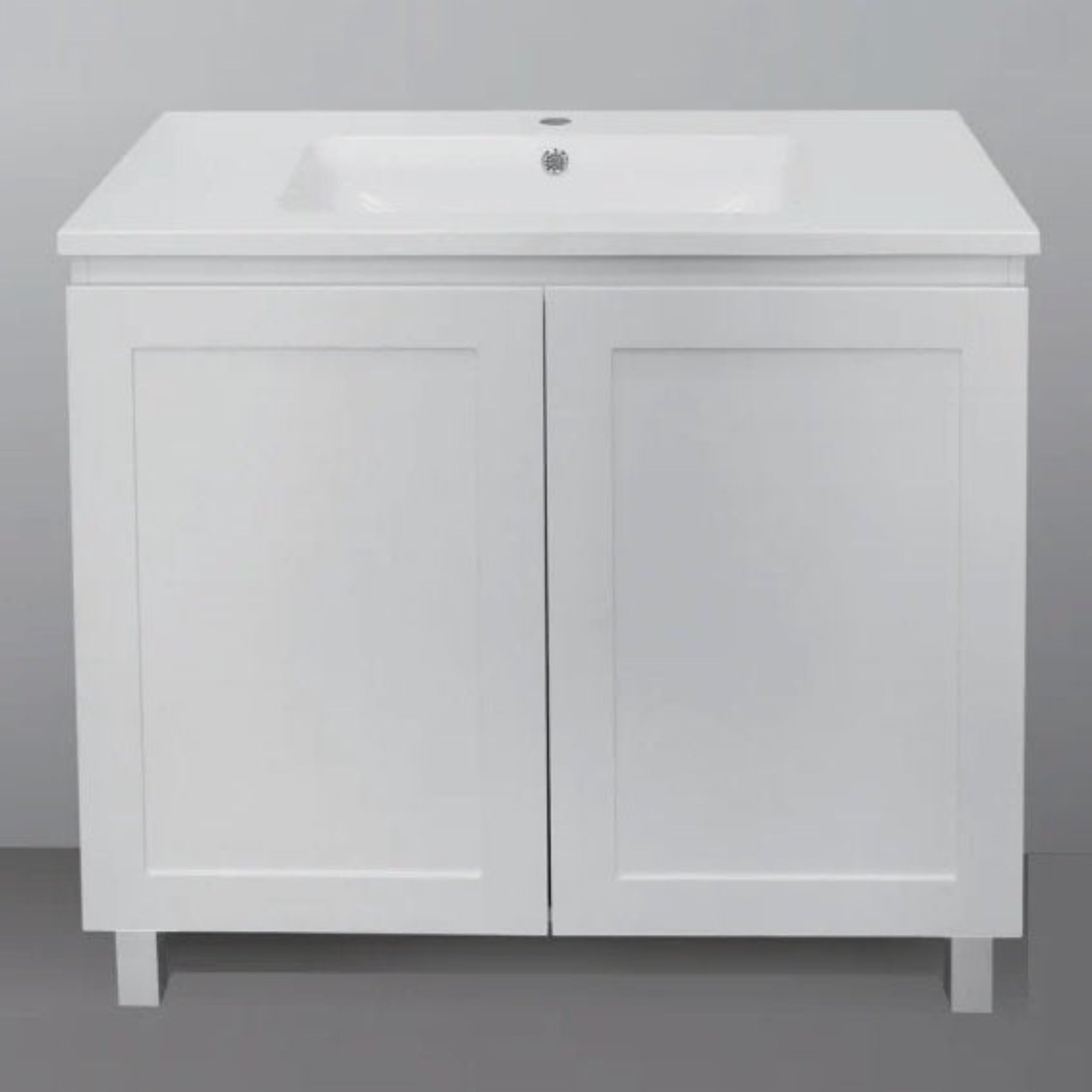 BTH SHAKER PROFILE MATTE WHITE 900MM SINGLE BOWL FLOOR STANDING VANITY