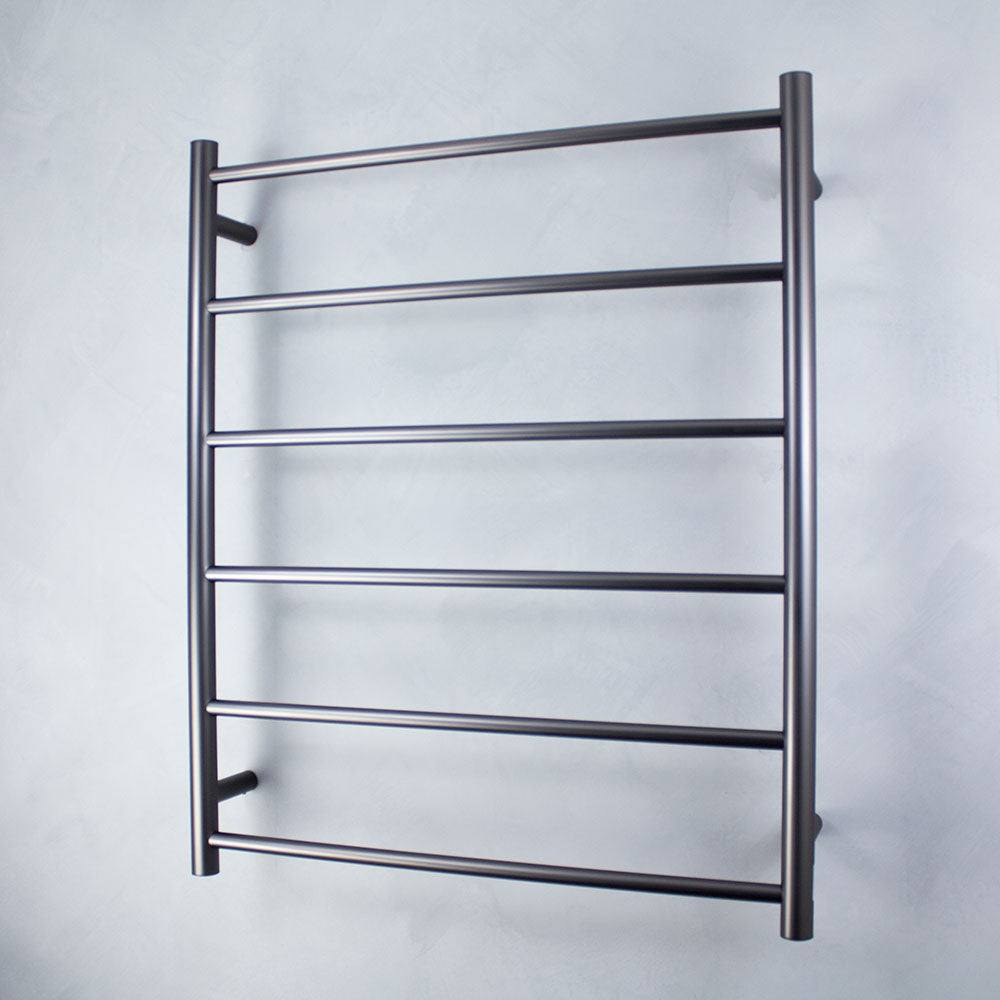 RADIANT HEATING 6-BARS ROUND NON-HEATED TOWEL RAIL GUN METAL GREY 700MM