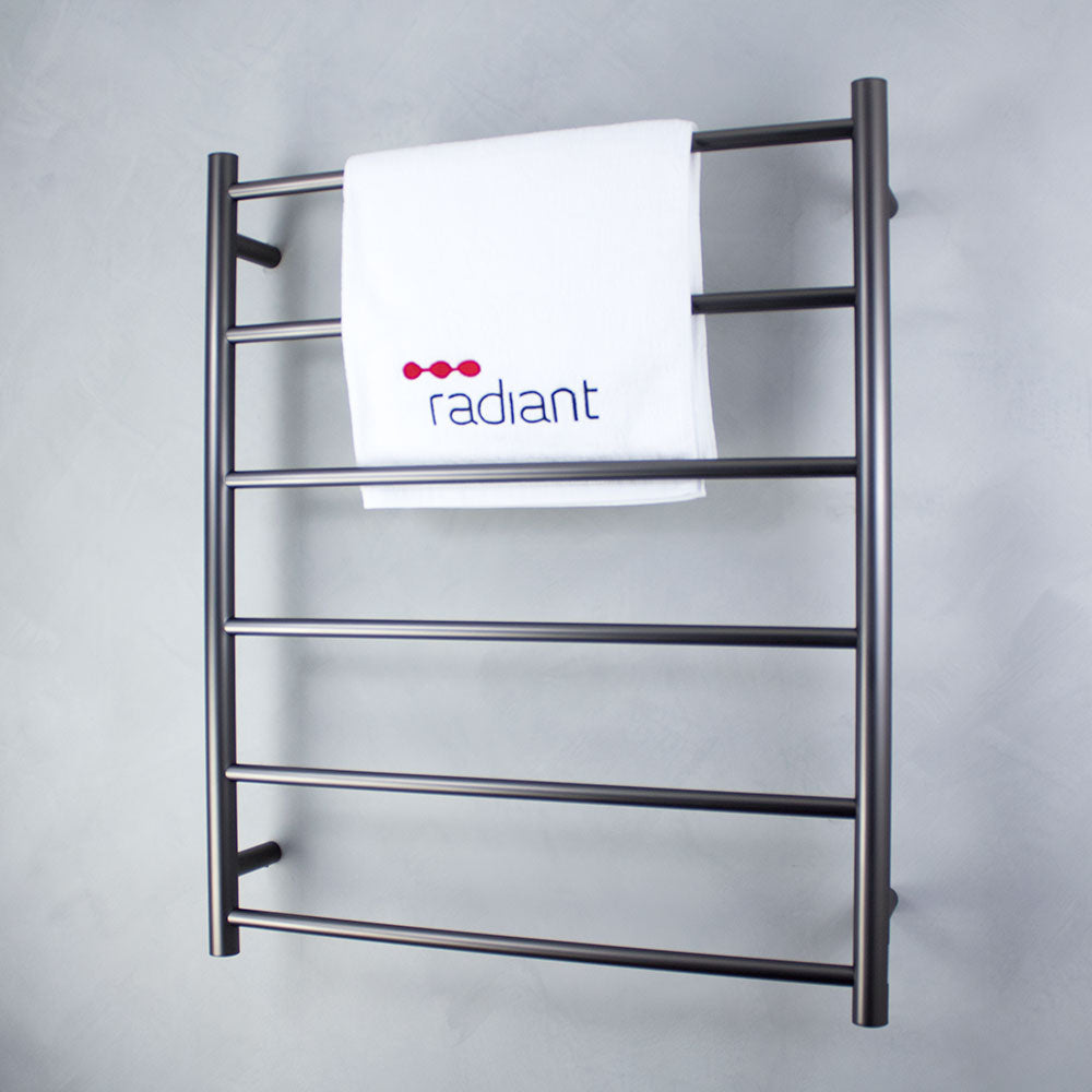 RADIANT HEATING 6-BARS ROUND NON-HEATED TOWEL RAIL GUN METAL GREY 700MM