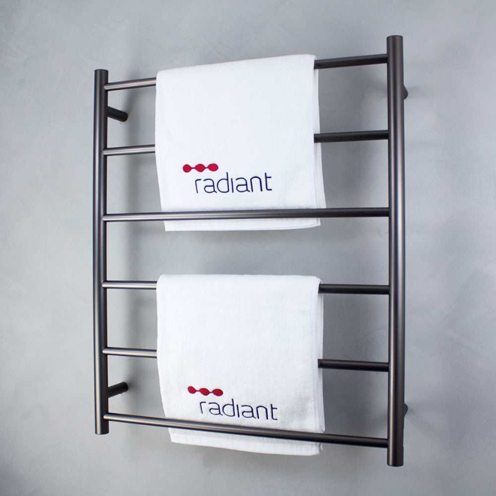 RADIANT HEATING 6-BARS ROUND NON-HEATED TOWEL RAIL GUN METAL GREY 700MM