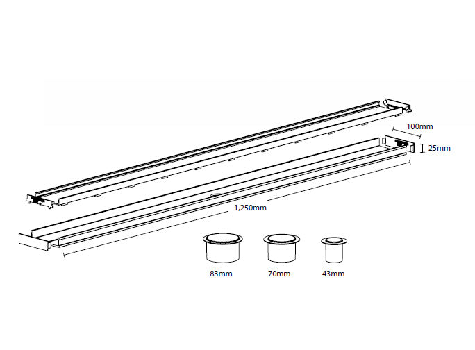 GRATES2GO UPVC TILE INSERT MODULAR KIT BLACK 100MM