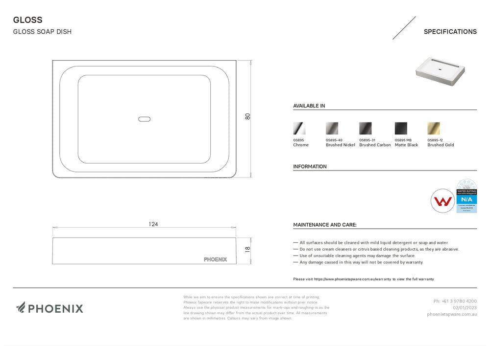 PHOENIX GLOSS SOAP DISH BRUSHED NICKEL 124MM