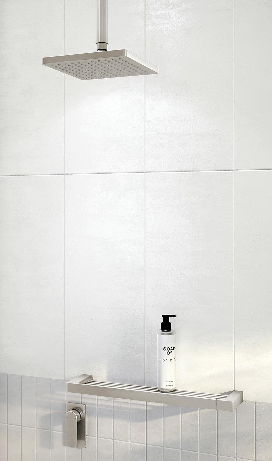 PHOENIX GLOSS SHOWER SHELF BRUSHED NICKEL 400MM