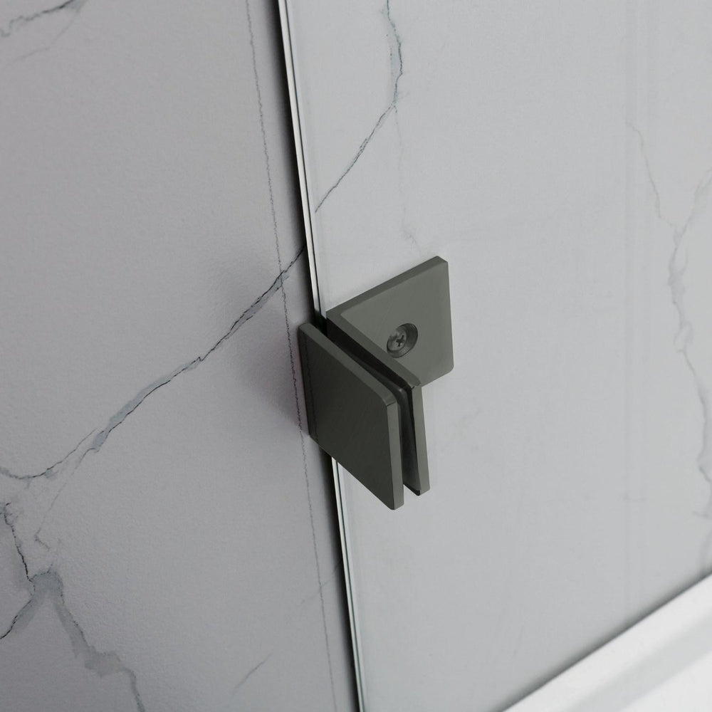 COVEY FRAMELESS ARCH WALK IN SINGLE FIX PANEL SHOWER SCREEN GUN METAL