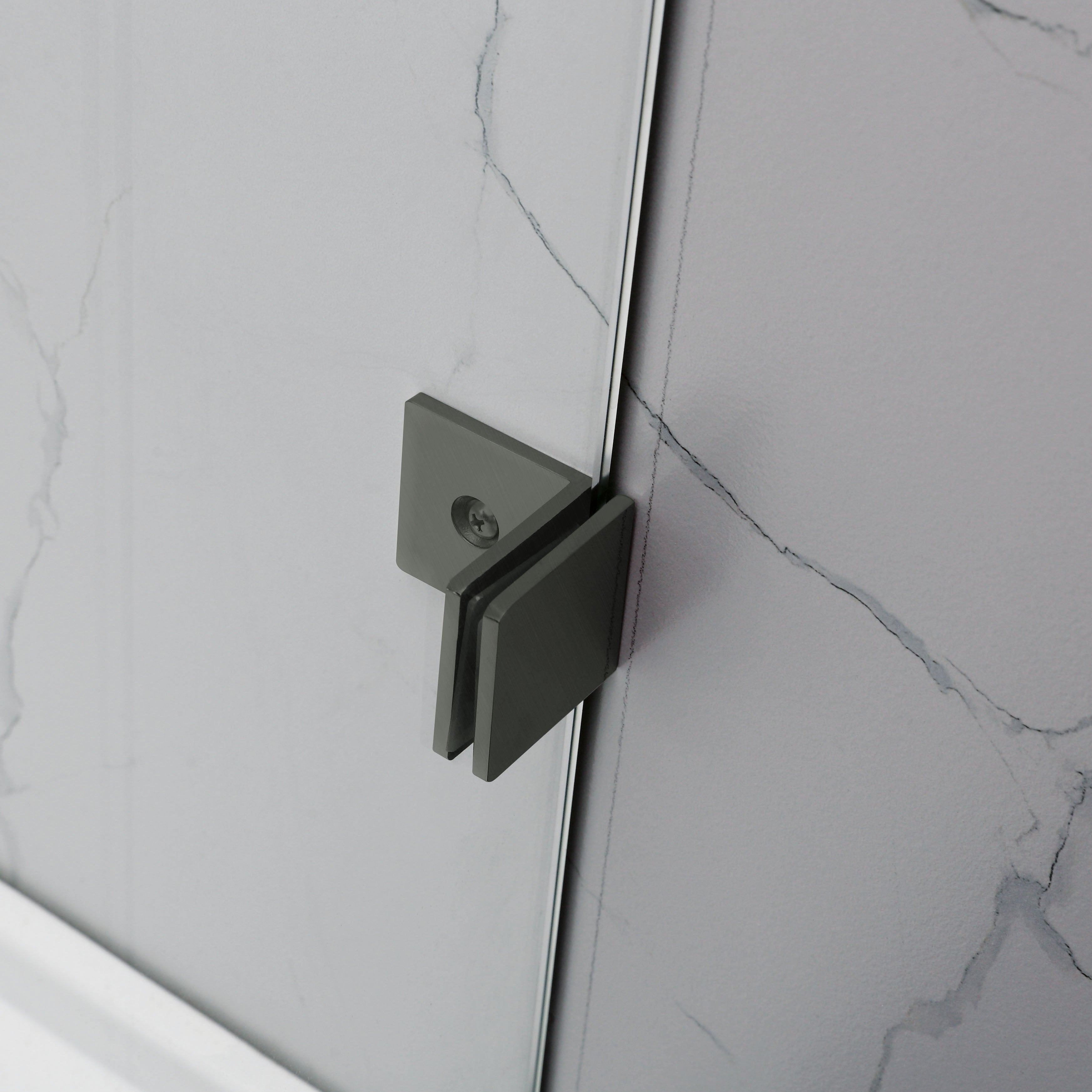 COVEY FIXED AND SWING PANEL DOUBLE HINGED BATH SCREEN GUN METAL GREY