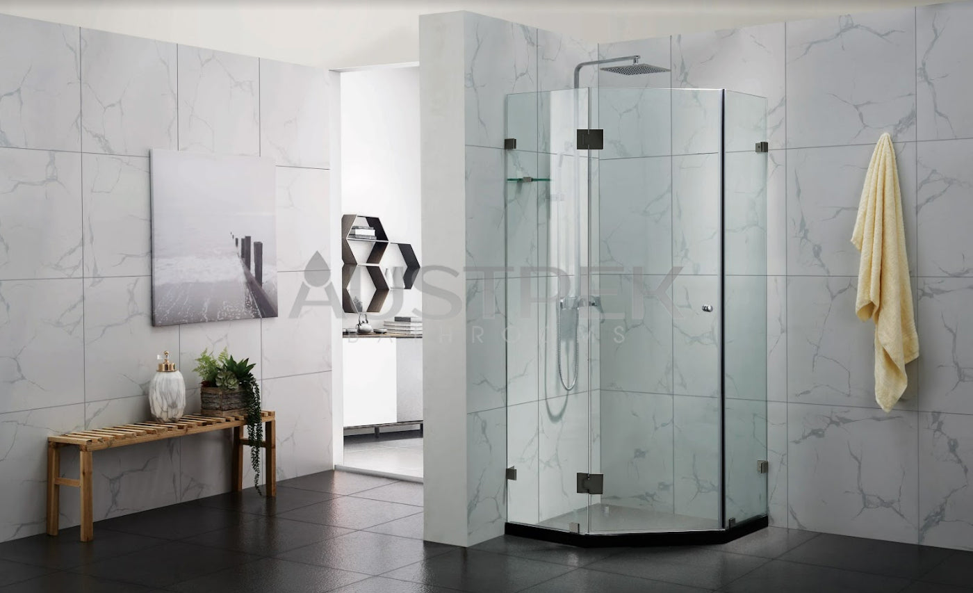 COVEY WALL TO WALL DIAMOND FRAMELESS PIVOT HINGE DOOR GUN METAL GREY