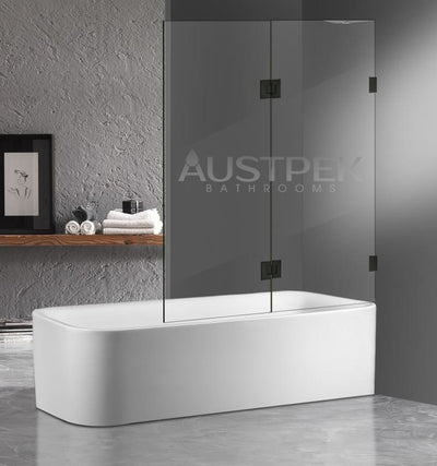 COVEY FIXED AND SWING PANEL DOUBLE HINGED BATH SCREEN GUN METAL GREY