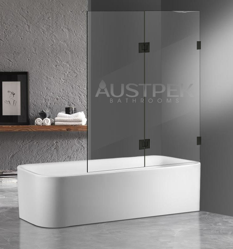 COVEY FIXED AND SWING PANEL DOUBLE HINGED BATH SCREEN GUN METAL GREY