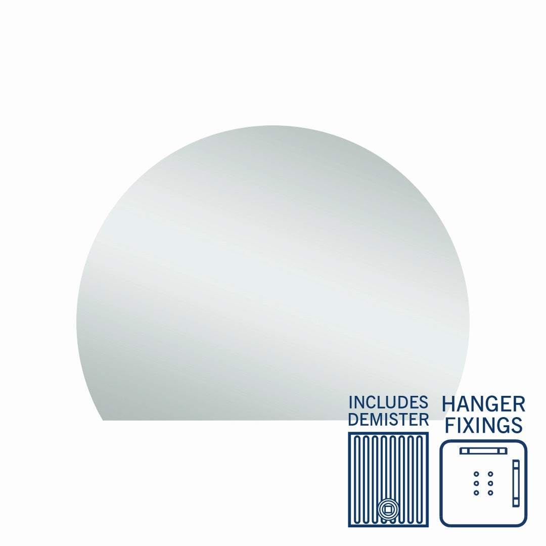 THERMOGROUP ABLAZE STANDARD D-SHAPE POLISHED EDGE HUNG MIRROR WITH DEMISTER 1200X900MM