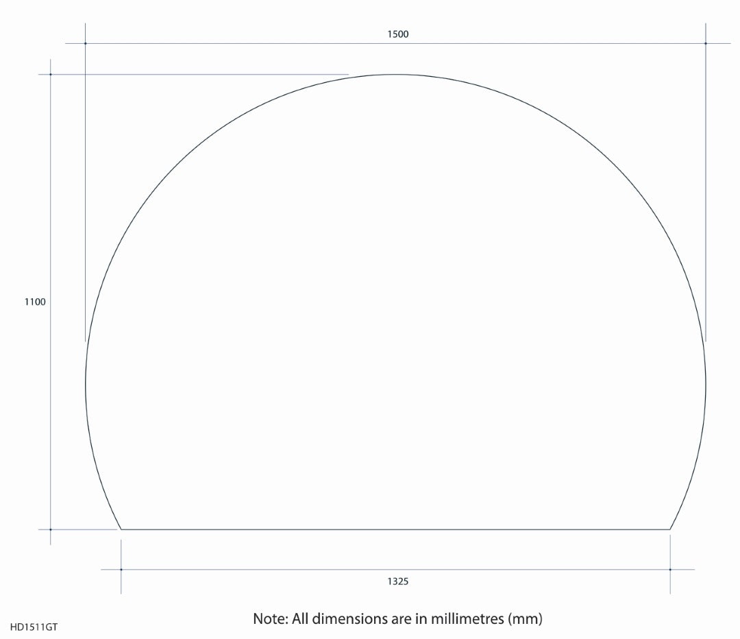 THERMOGROUP ABLAZE STANDARD D-SHAPE POLISHED EDGE GLUE MIRROR 1500MM