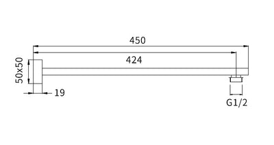 HELLYCAR ERIC WALL SHOWER ARM 450MM CHROME