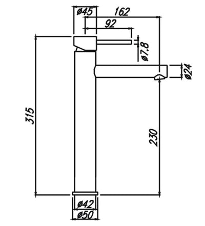 HELLYCAR IDEAL LEAD FREE HIGH BASIN MIXER 315MM BRUSHED NICKEL