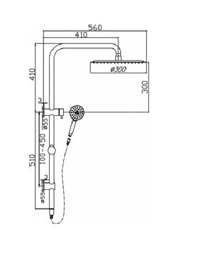 HELLYCAR IDEAL SHOWER SYSTEM WITH RAIL BLACK