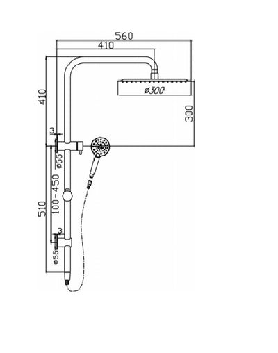HELLYCAR IDEAL SHOWER SYSTEM WITH RAIL BLACK