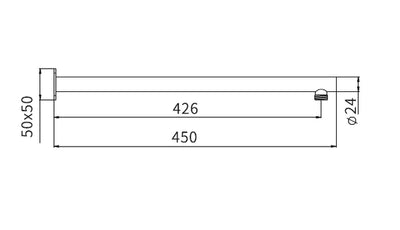 HELLYCAR LIMPID WALL SHOWER ARM 450MM BRUSHED NICKEL