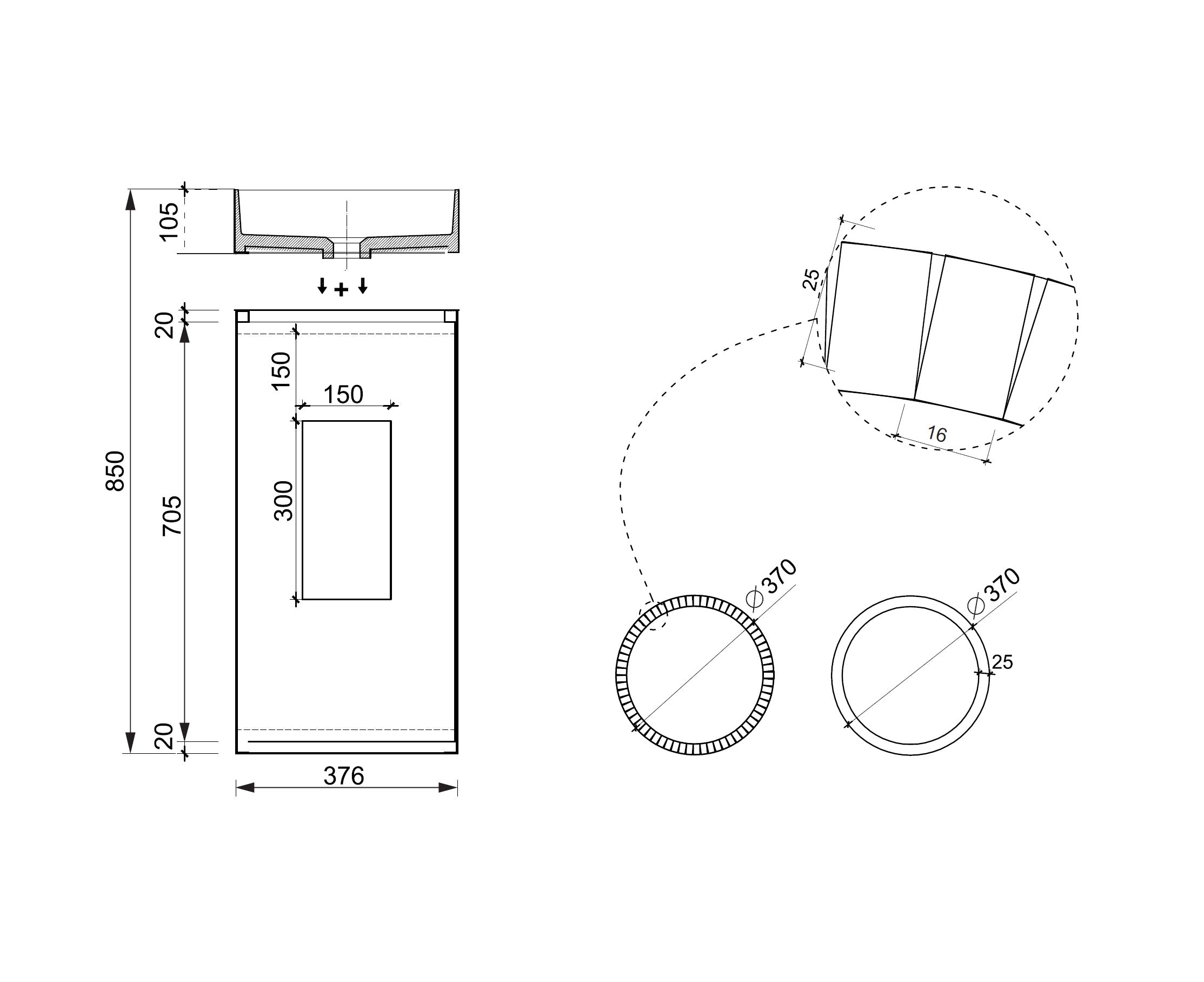 BELBAGNO HILTON FREESTANDING PEDESTAL BASIN BLACK MIST 400MM X 860MM